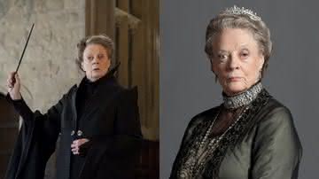 Maggie Smith em 'Harry Potter' e em 'Downtown Abbey' - Divulgação / Warner Bros e Carnival Films