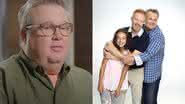 Eric Stonestreet em entrevista (esq.) e os personagens Lily, Mitch e Cam em 'Modern Family' (dir.) - Reprodução / Youtube / Graham Bensinger e Divulgação / ABC