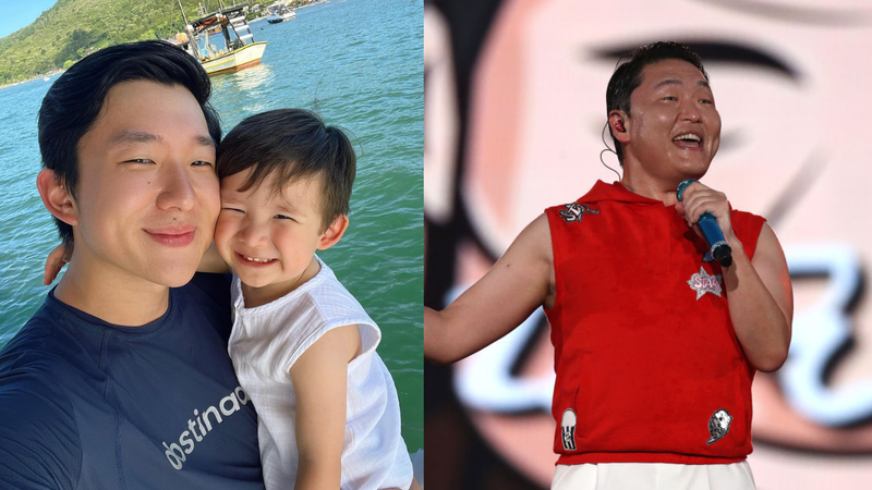 Pyonge Lee e filho e cantor Psy - Reprodução/Instagram - @pyonglee e gettyimages