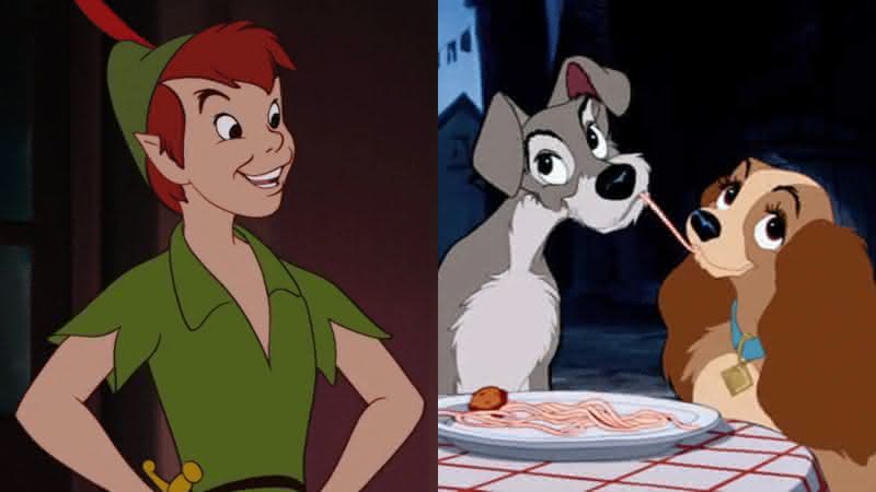 Cenas de 'Peter Pan' e 'A Dama e o Vagabundo' - Divulgação / Disney