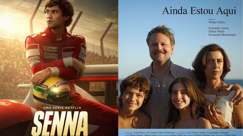 Posters da série "Senna" e do filme "Ainda Estou Aqui" - Divulgação