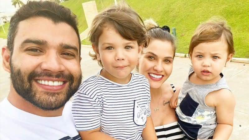 Gusttavo Lima ensina os filhos a piscar para as 'gatinhas' - Instagram