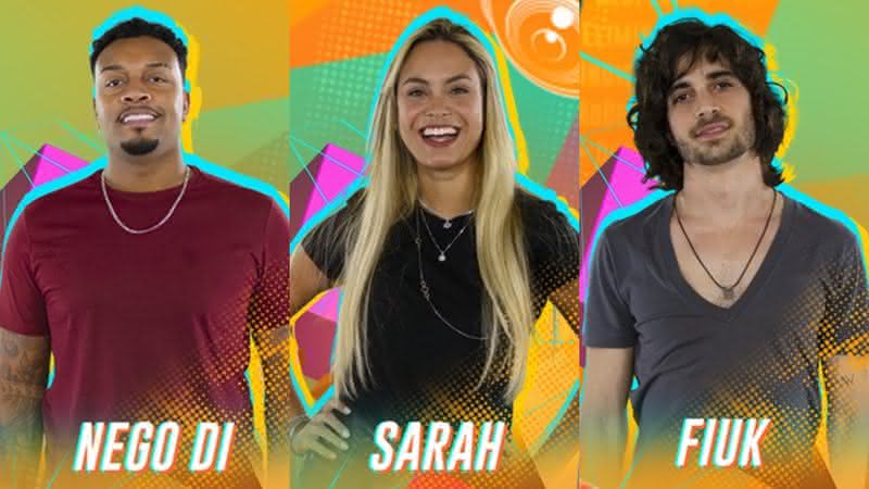 Nego Di, Sarah e Fiuk estão no Paredão da semana - Reprodução/Globoplay