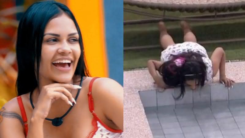 A sister se irritou com as críticas dos brothers após tomar água da piscina - TV Globo