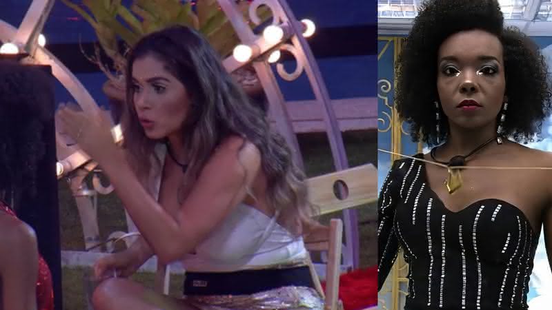 Durante a Festa do Líder, Gizelly teve uma pequena discussão com Thelma sobre sua conversa com Prior - Globo