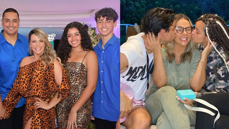 Em seu Instagram, Carla Perez compartilhou clique ao lado dos herdeiros, Camilly Victoria e Victor Alexandre, e encantou os seguidores - Instagram