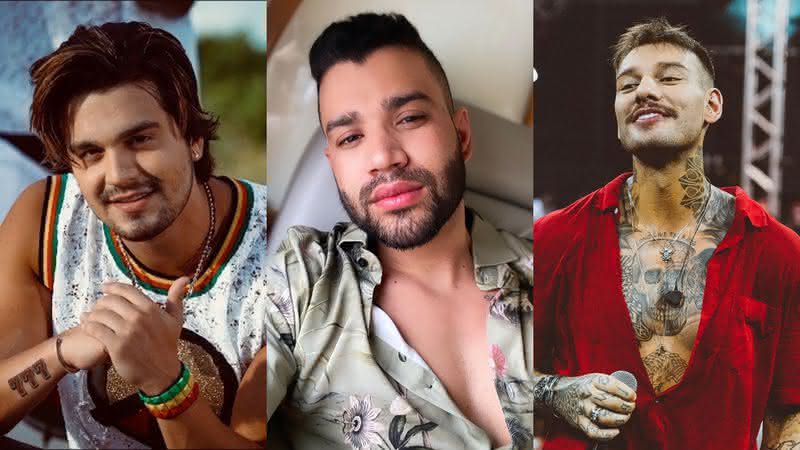 Lucas Lucco posa ao lado de Gusttavo Lima e Luan Santana e encanta - Instagram