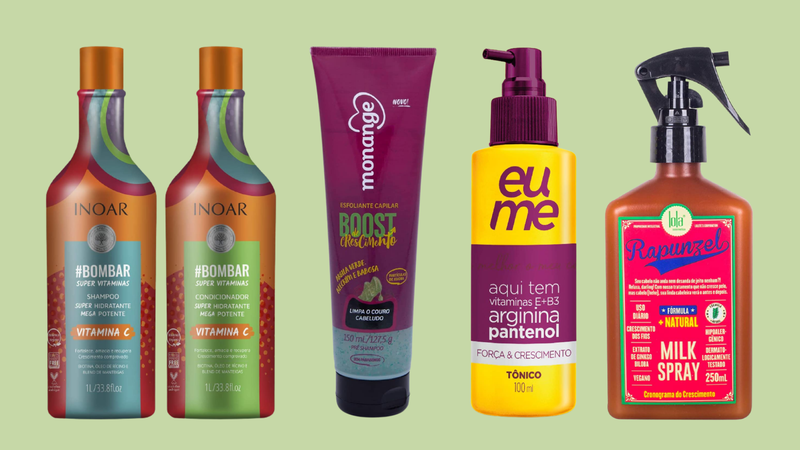 Tônico, máscara capilar, shampoo e outros produtos para um cabelo longo e saudável - Reprodução/Amazon