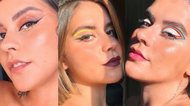 Deixe a criatividade rolar e aposte na tendência dos olhos com brilho, aplicações e traços assimétricos - Instagram/ @paularodriguesbeauty