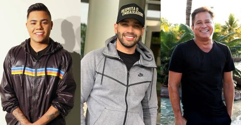 Felipe Araújo posa ao lado de Leonardo e Gusttavo Lima - Instagram