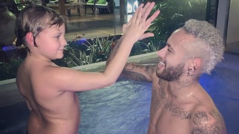 Neymar recebe visita de Davi Lucca e Valentin - Instagram