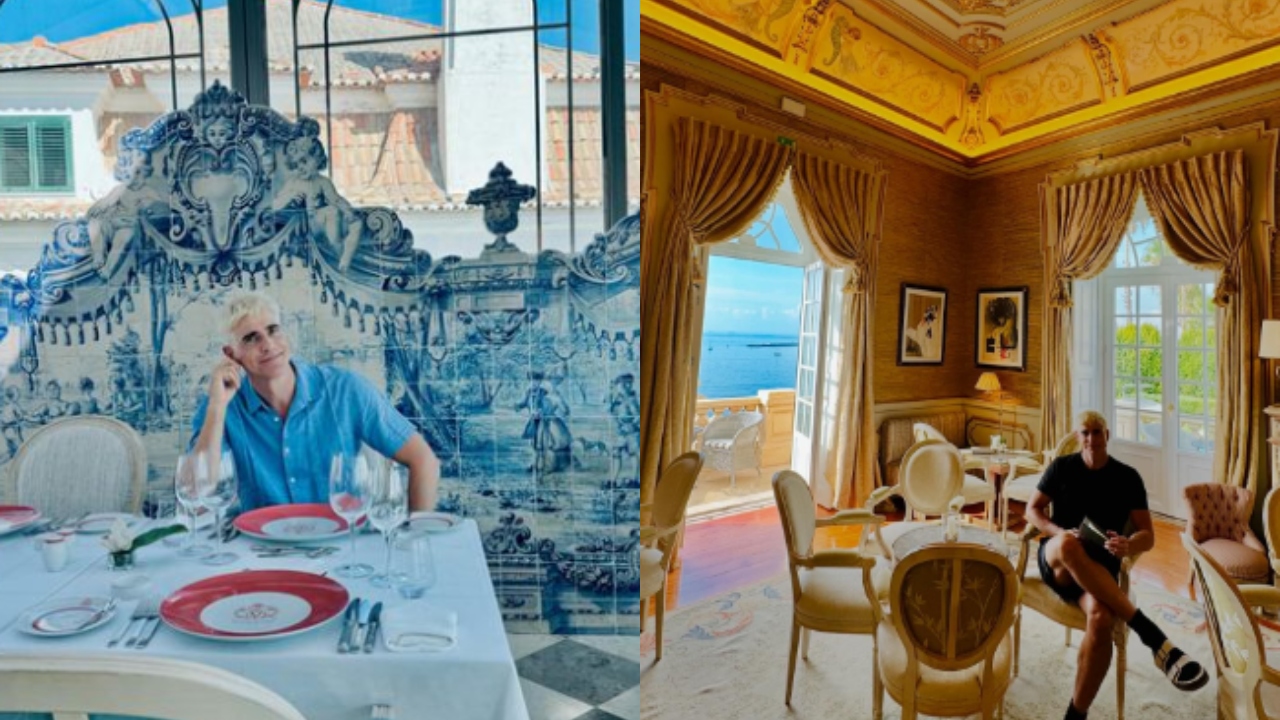 Reynaldo Gianecchini exibe fotos deslumbrantes em hotel histórico de Portugal