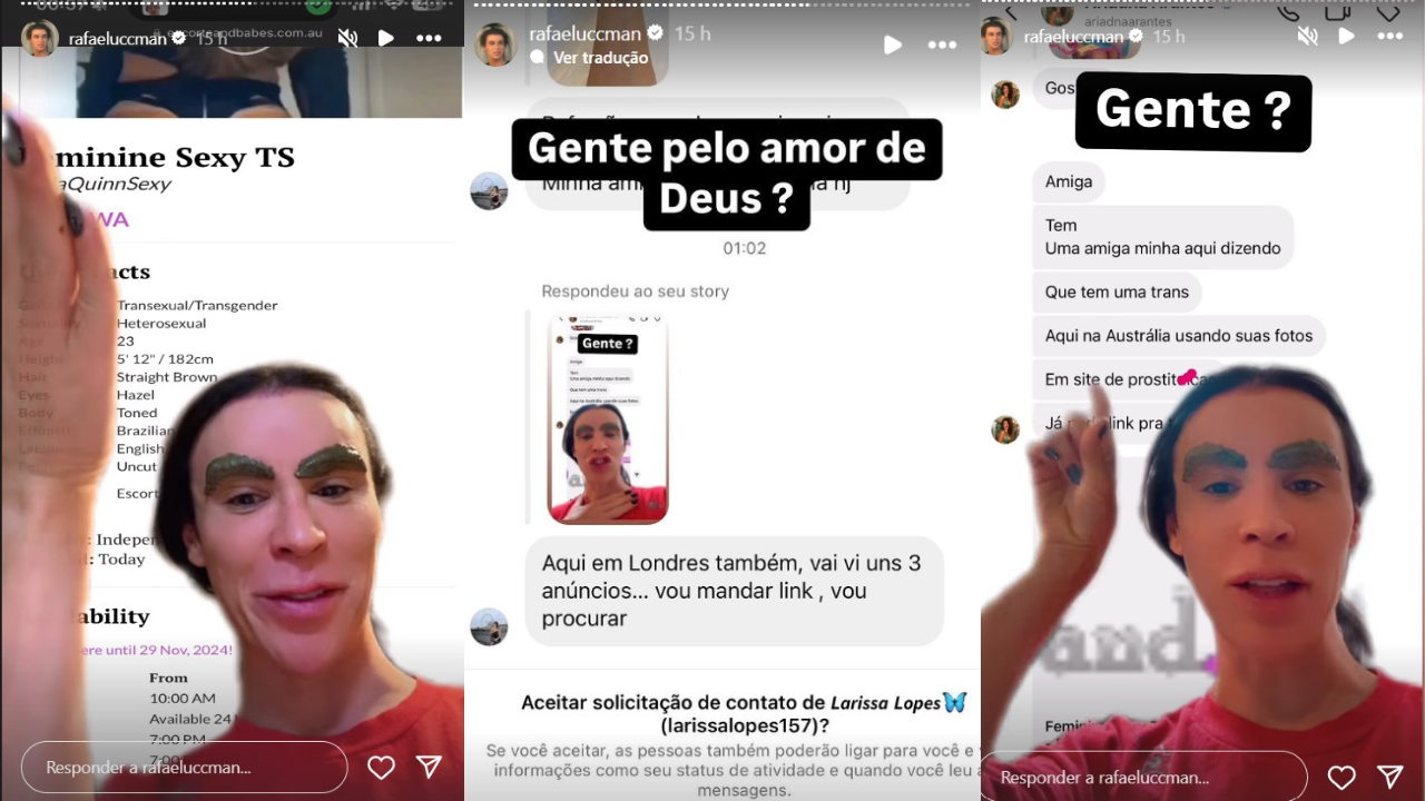 Rafa Uccman denuncia uso indevido de suas fotos em site de prostituição na Austrália