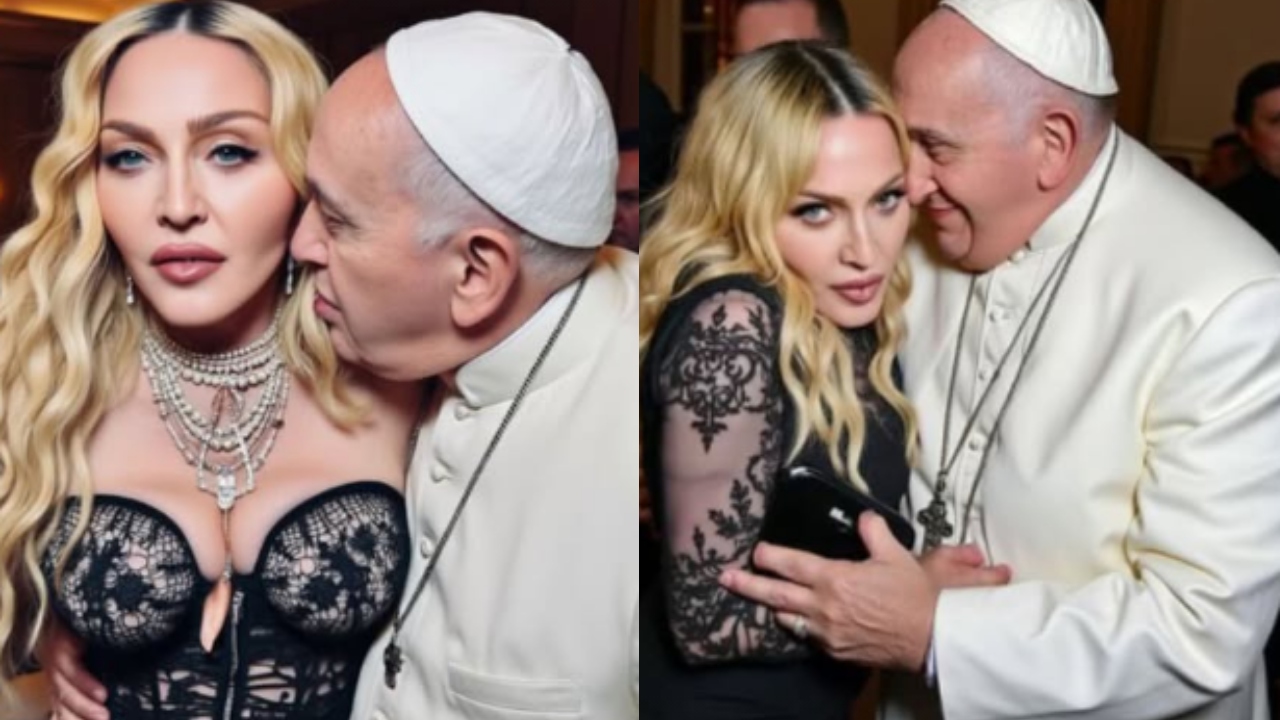 Madonna causa nas redes sociais ao postar fotos feitas com IA ao lado de Papa Francisco
