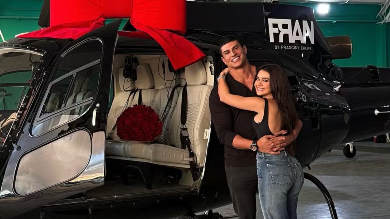 Franciny Ehlke ganha helicóptero personalizado do noivo como presente de aniversário: ‘Surpresa’