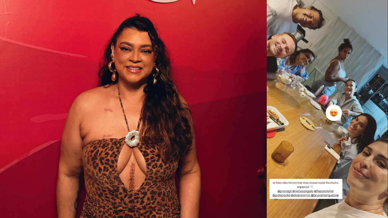 Fofocas em dia! Preta Gil reencontra amigos famosos e compartilha o momento nas redes