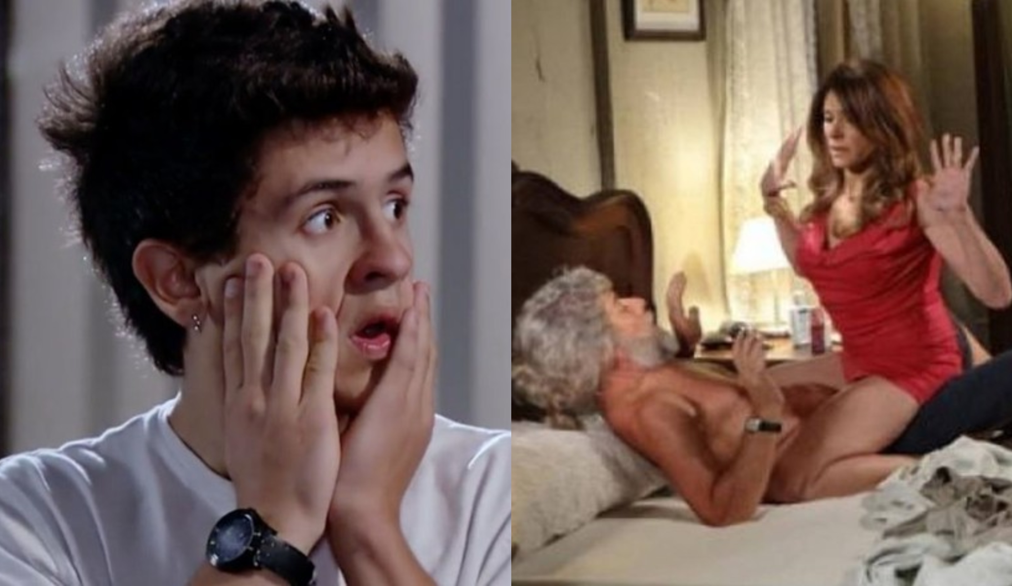 Fina Estampa: René Júnior flagra Pereirinha na cama da mãe, tem um ataque e desmaia