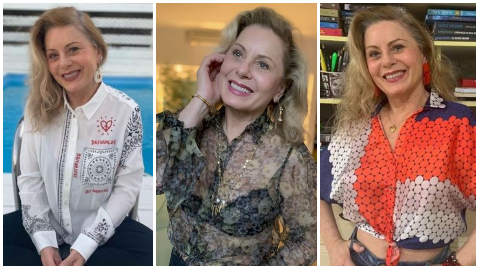 Elegância em 1º lugar! Inspire-se em 10 camisas estampadas que Vera Fischer usou e arrasou