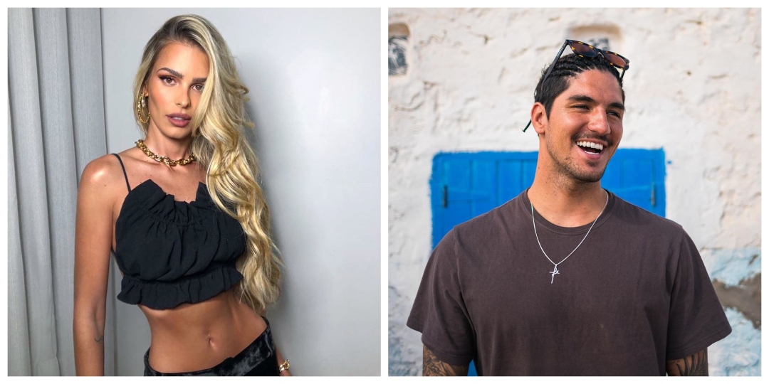 Par de vaso! Yasmin Brunet e Gabriel Medina usam camisetas iguais e posam coladinhos