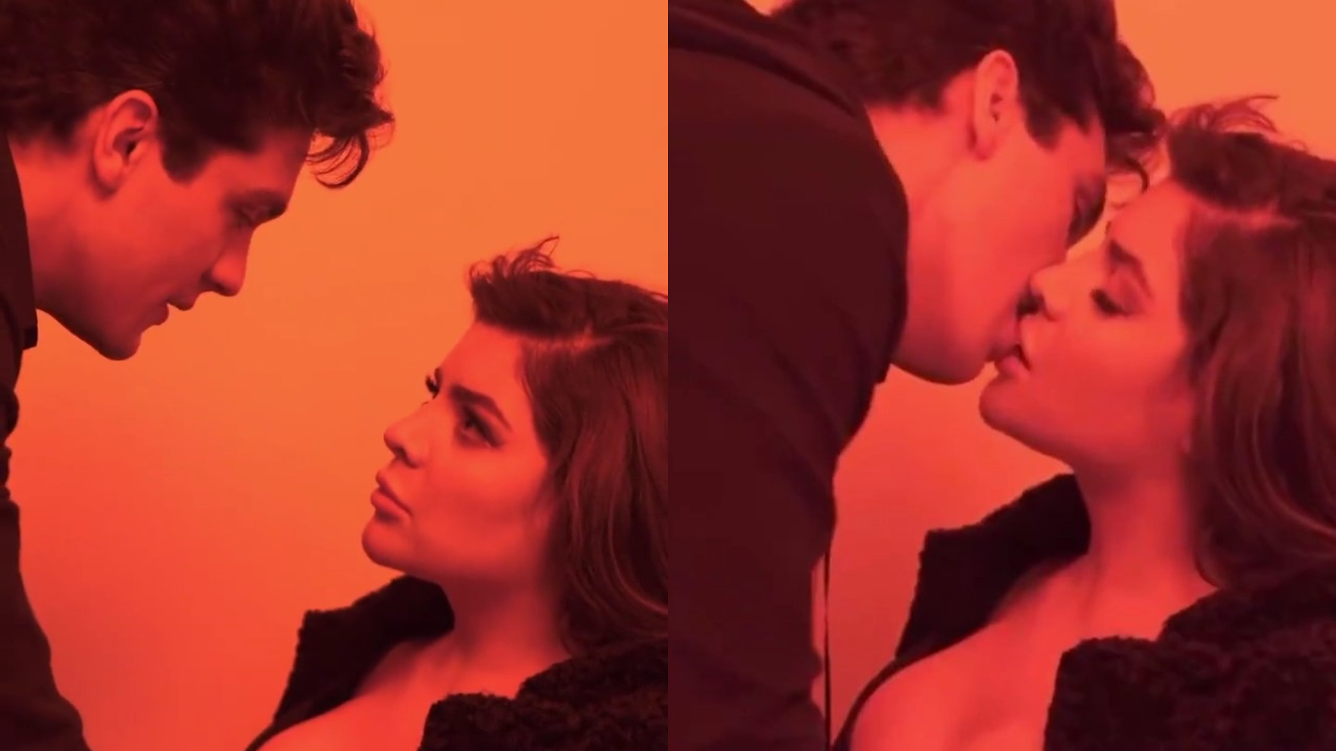 Luan Santana e Gkay dão beijão em divulgação do novo clipe do cantor