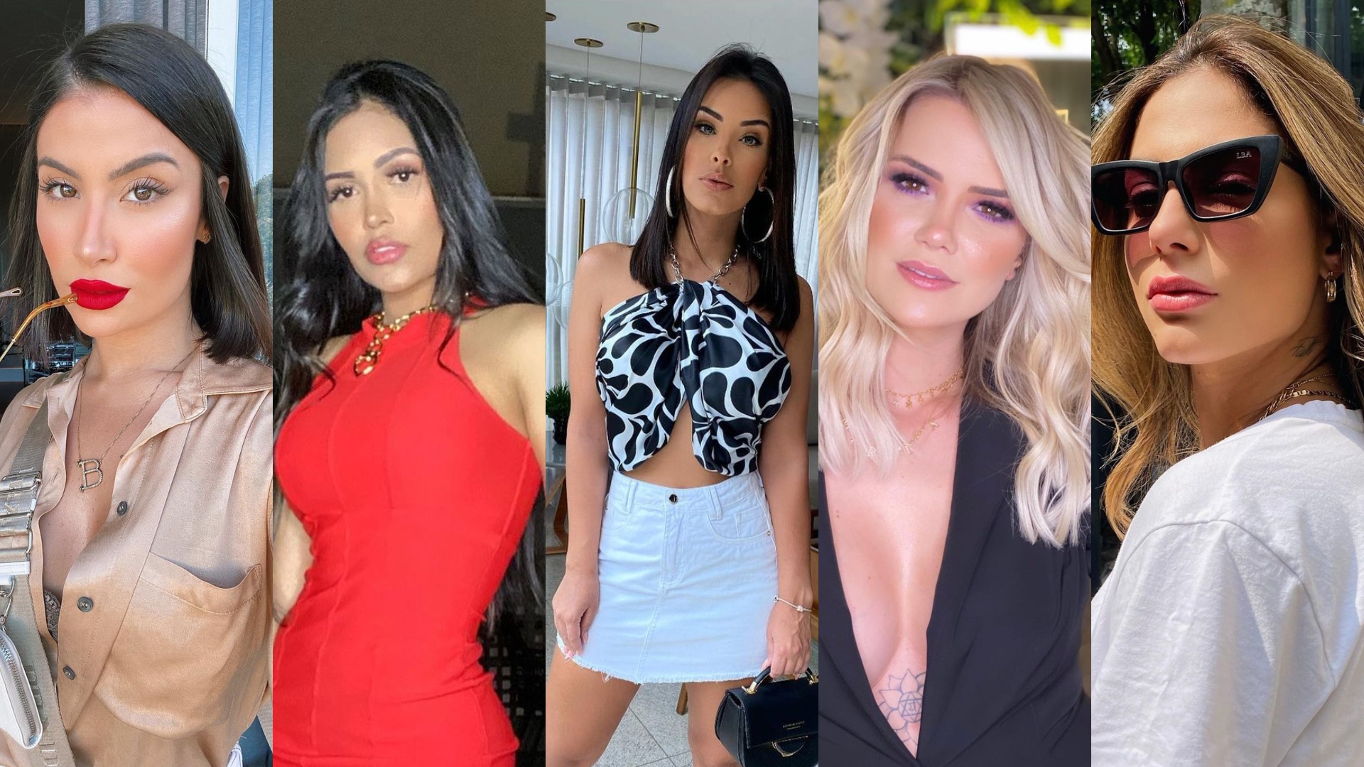 Encontro de ex-BBBs! Bianca Andrade, Flayslane, Ivy Moraes, Marcela Mc Gowan e Mari Gonzalez posam com biquínis vermelhos