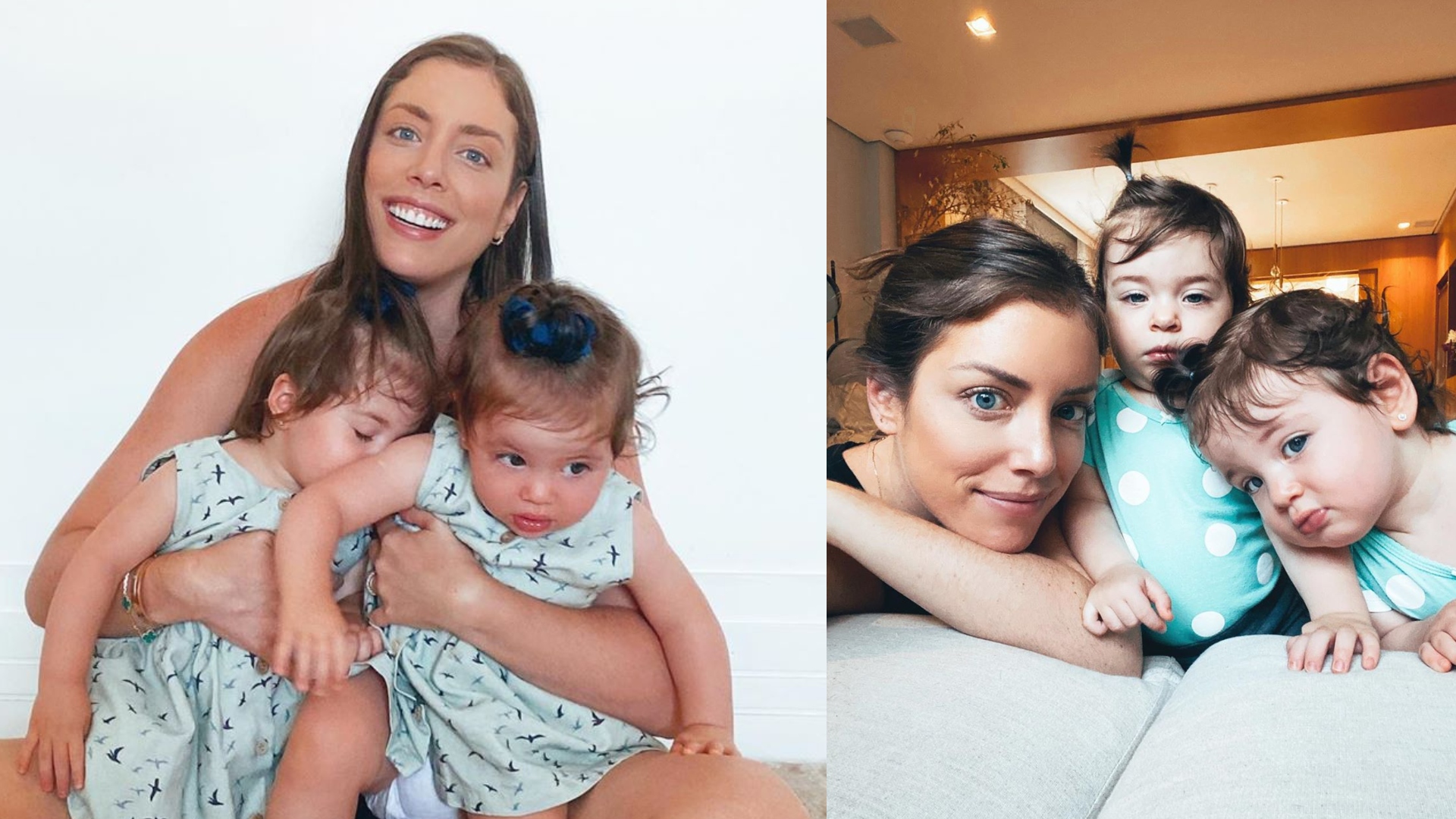 Fabiana Justus exibe fofura das gêmeas e se emociona: “Já estão duas menininhas”