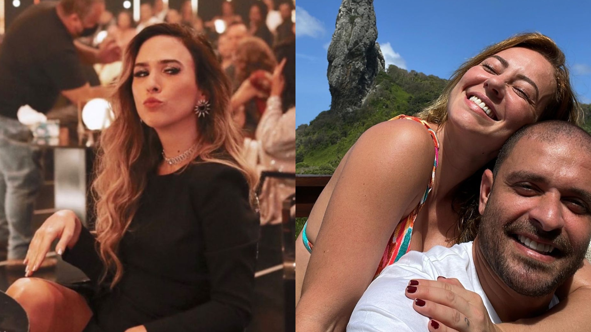 Tata Werneck faz pergunta direta para Paolla Oliveira e Diogo Nogueira após clique ínitmo: “Pelados?”