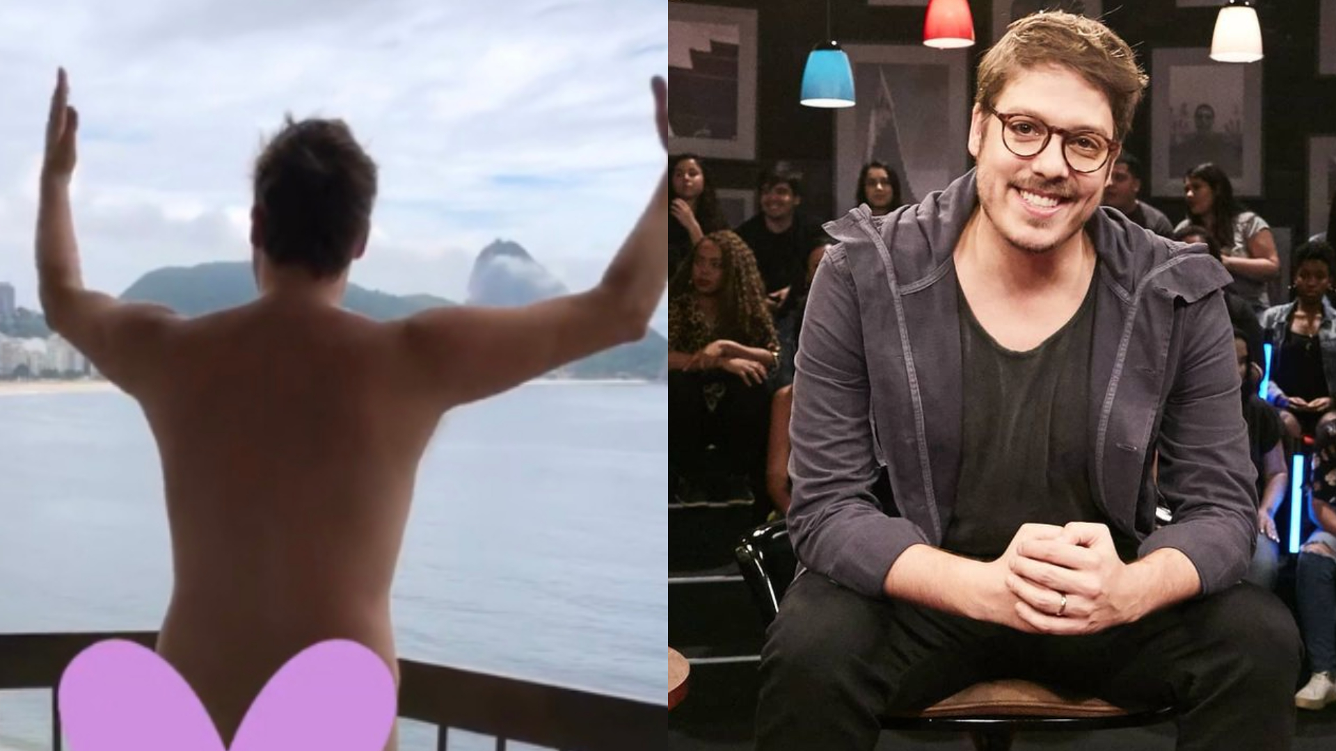 Que história é essa?! Fábio Porchat surge em vídeo pelado em varanda de hotel
