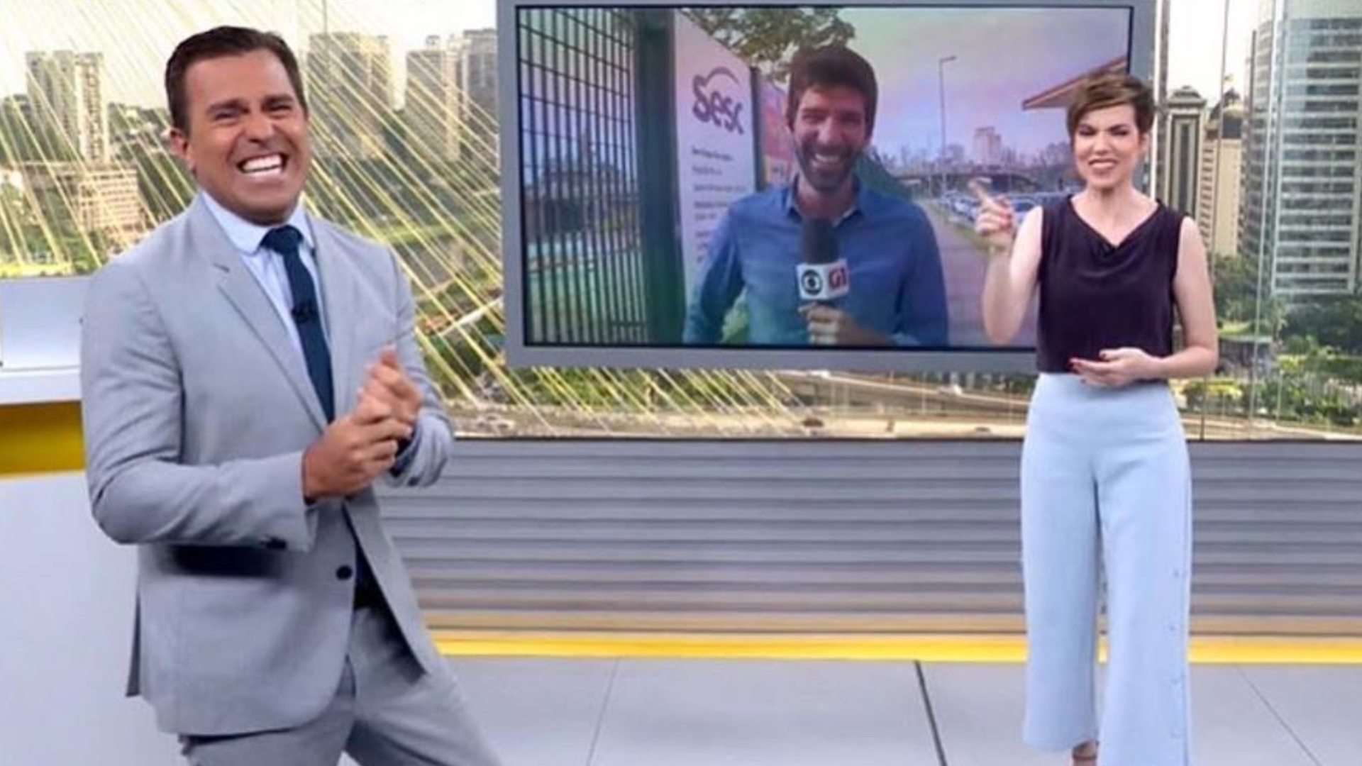 Rodrigo Bocardi tem crise de riso ao vivo e internautas não perdoam