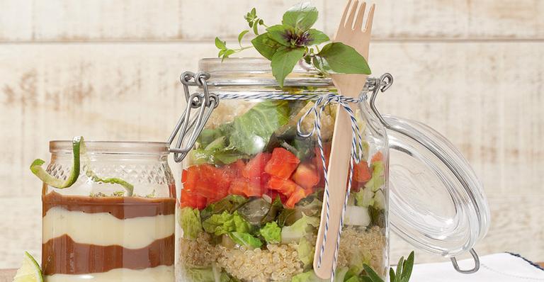 Delícias no pote: creme de limão com ganache e salada de quinoa