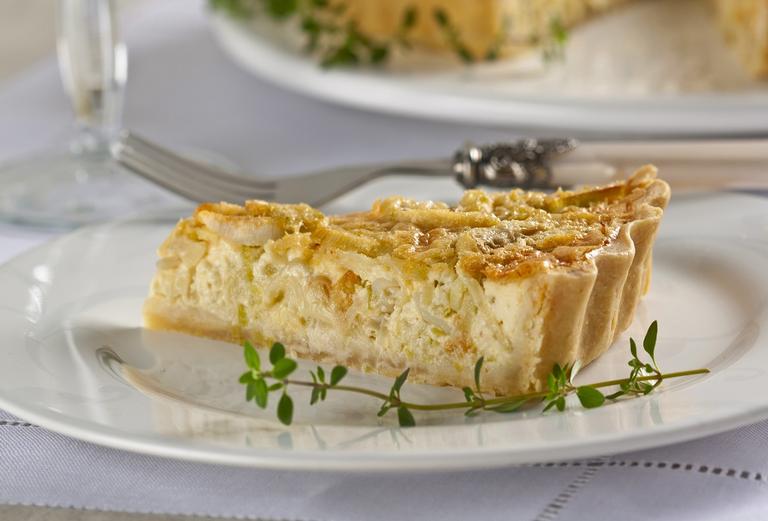 Quiche cremosa de alho-poró