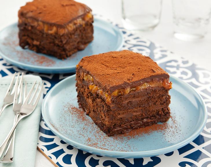 Pavê de chocolate Amargo e Damasco