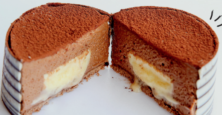 Huum que delícia! Torta musse de chocolate com crème brûlée