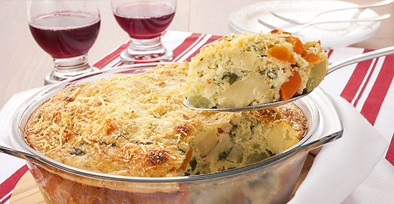 Escondidinho gratinado de legumes