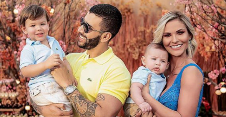 Andressa Suita exibe momento carinhoso entre Gusttavo Lima e Gabriel: ‘’Minha paz’’