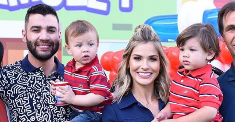 Bolos gigantescos marcam aniversário de filhos de Gusttavo Lima e Andressa Suita