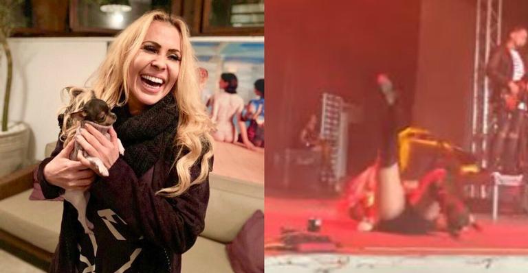 Joelma leva tombo durante show internacional e fãs filmam o momento