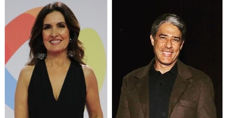 Fátima Bernardes posa com William Bonner em festa de 50 anos do JN e ambos levam parceiros para o evento