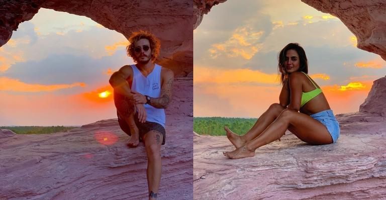Sem assumir o romance, ex-BBBs Carol Peixinho e Alan Possamai curtem viagem juntinhos