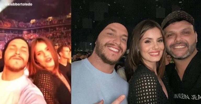 Em Nova York, Camila Queiroz e Klebber Toledo curtem show de Sandy & Junior