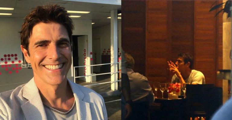 Reynaldo Gianecchni é fotografado acompanhado em almoço no Leblon, Rio de Janeiro