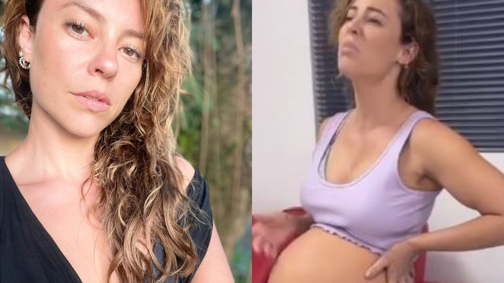Paolla Oliveira posa com ‘barrigão’ de grávida à mostra e brinca: ”Tava sem fazer nada”