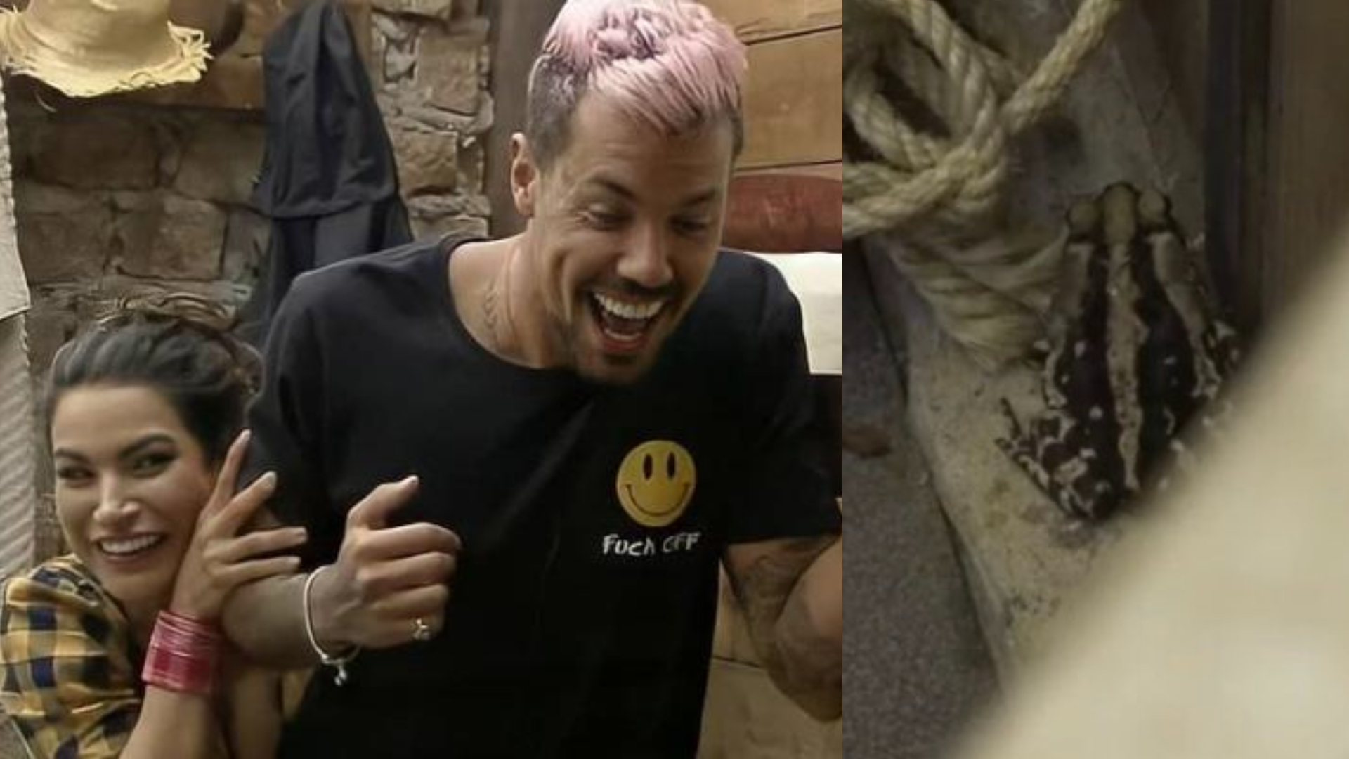 A Fazenda 12: Gritaria, bagunça e risada! Sapo invade a baia e assusta Raissa e Lipe: “Parece um dinossauro”