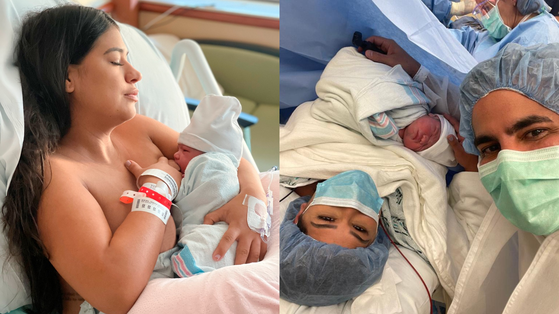 Simone e Kaká Diniz mostram o rostinho da filha recém-nascida, Zaya, pela primeira vez